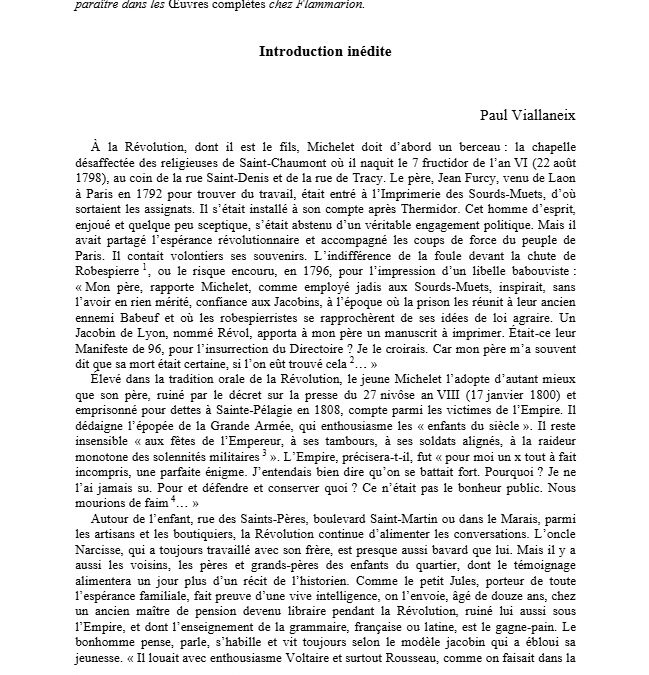 Introduction inédite à l’Histoire de la Révolution de&nbsp;Michelet